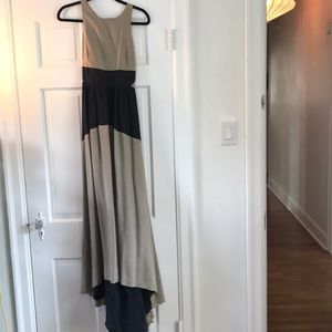 Tibi Khaki and Navy Open back dress with train